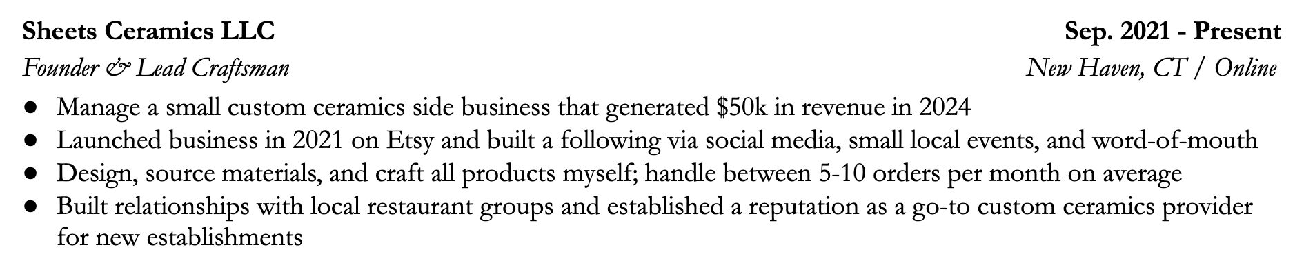 self-employed with brand resume example