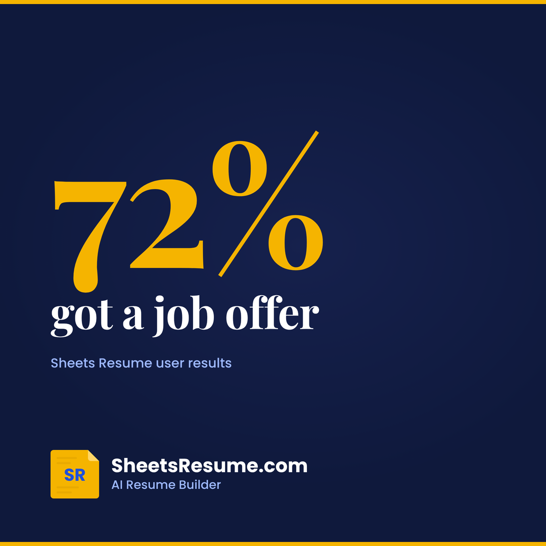 72% of Sheets Resume users got a job offer