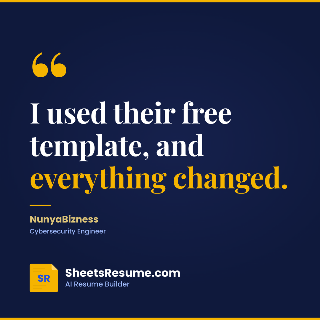 Sheets Resume Builder review from NunyaBizness: I used their free template, and everything changed