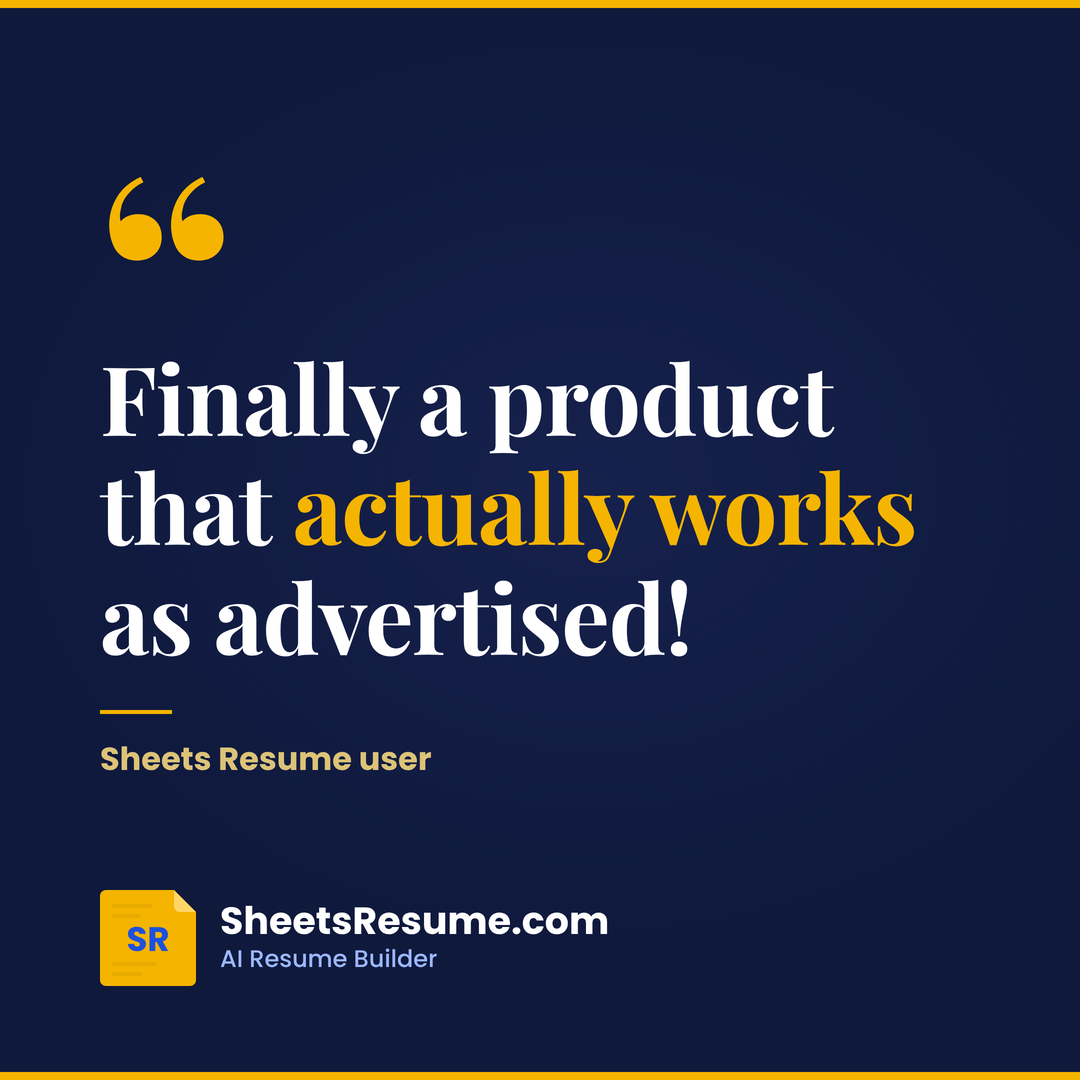 Sheets Resume Builder review: Finally a product that actually works as advertised!